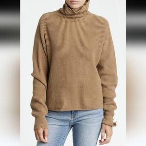 Pistola Brandy Distressed Chunky Turtleneck Walnut Pullover Sweater